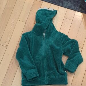 Kids Plush Zip-Up Hooded Jacket - Green - 9 Years